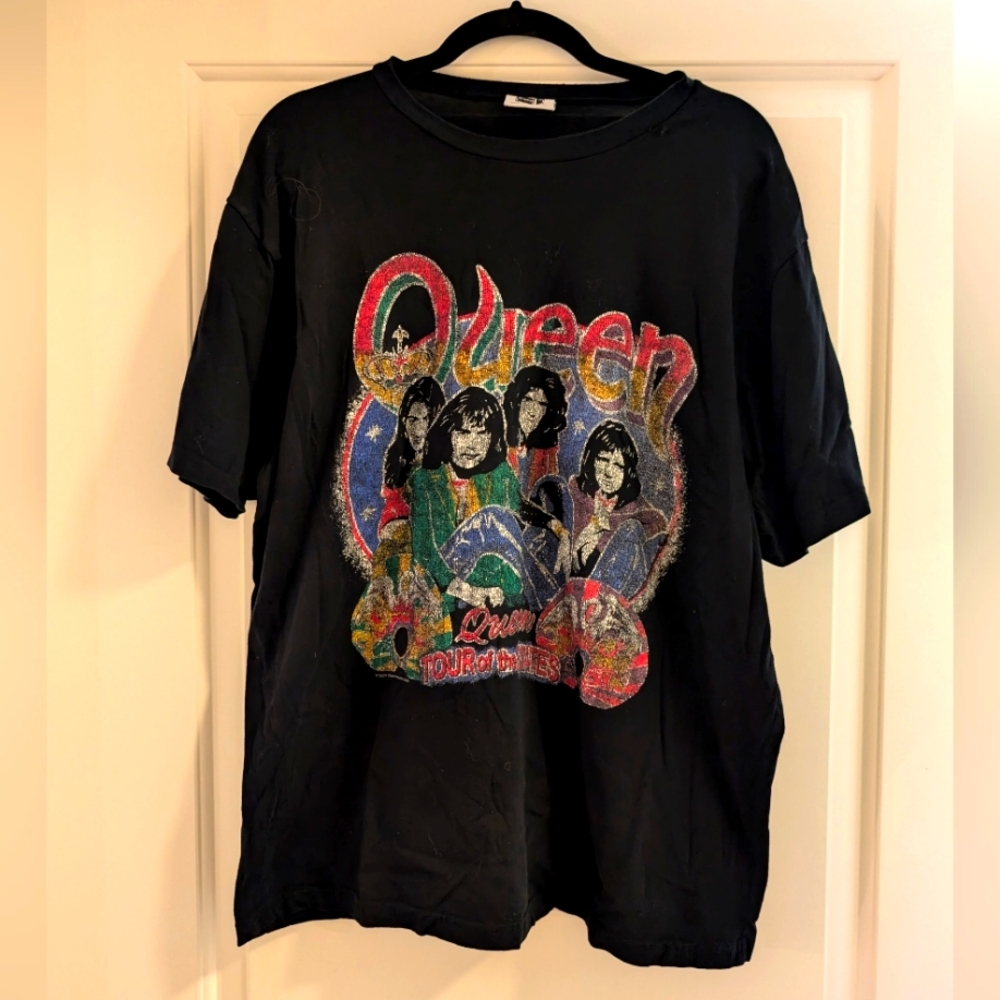 Vintage Look 70s QUEEN Concert Tee - Black - Sz XL